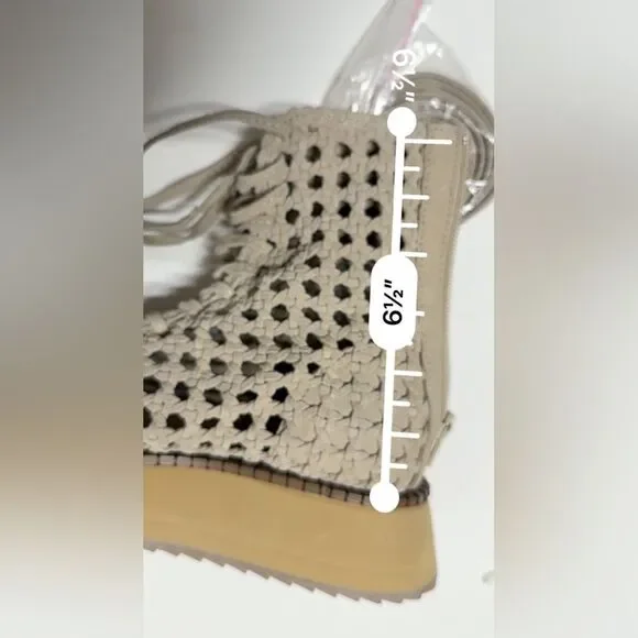 Free People Luca Lace Up Sandal in Creme Suede 7.5 NWOB